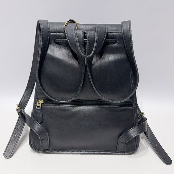Vintage 90s Y2K Coach 9791 Black Leather Turn Lock Day Bag Backpack - Picture 7 of 16